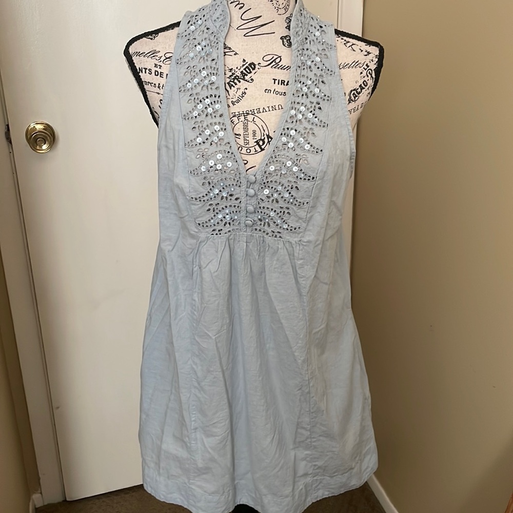 Free people tunic top pale blue size S/P side pockets soft